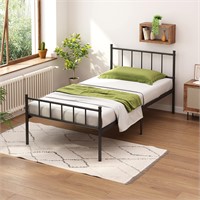 HLIPHA Twin Size Metal Platform Bed Frame with Hea