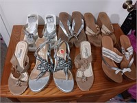 6 pair of shoes size 8 flip flops sandels and