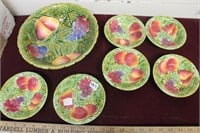 Czechoslovakian Pottery Fruit Bowl Set