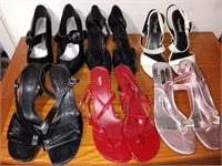 6 pair of women's size 8 heels shoes.