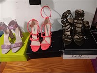 3 pair of women's sz 8 shoes heels in box used.