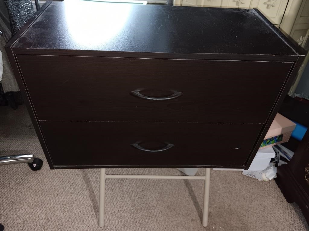 2 drawer storage chest 24 by 15" tall black