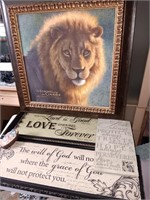 A lot of religious items, lion signs and more.