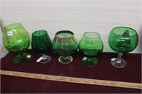 Vintage Footed Green Glass Bowls