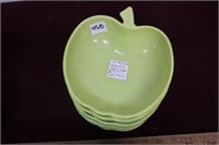 Lime Green Milk Glass Apple Bowl Set