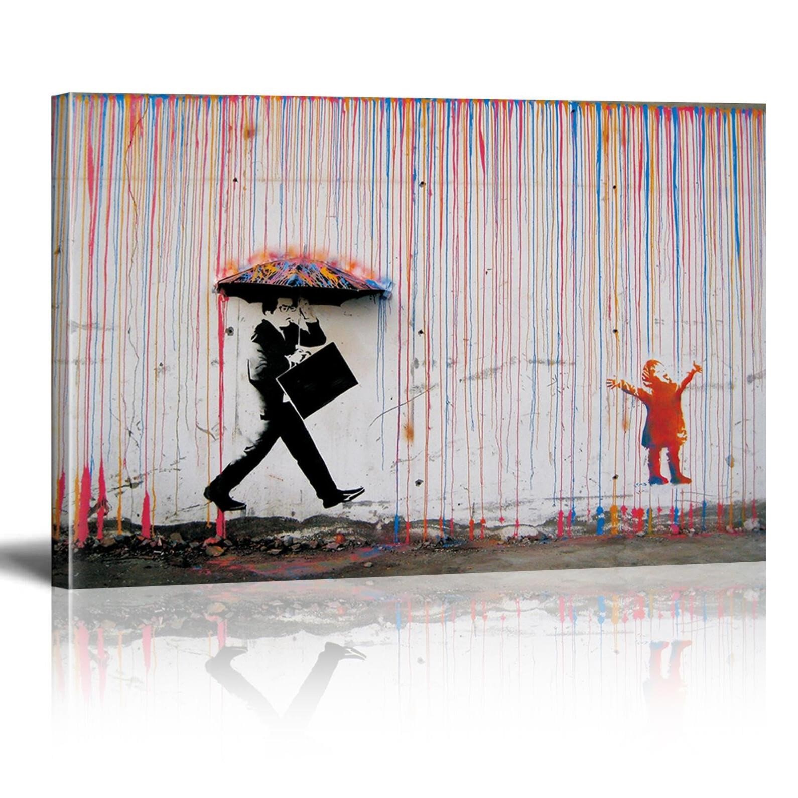 HYFBH Banksy Canvas Wall Art for Living Room, Bank