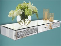 Mirrored Furniture Wall Shelf with Drawer, Crystal