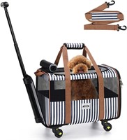 Cat Carrier with Wheels  Rolling Pet  Striped