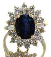 14kt Gold 4.70 ct Natural Sapphire & Diamond Ring