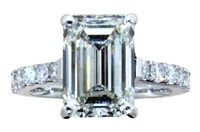 14kt Gold 5.79 ct VS Emerald Cut Lab Diamond Ring
