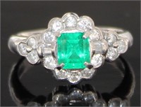 Platinum 1.48 ct Natural Emerald & Diamond Ring