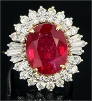 14kt Gold 13.80 ct Oval Ruby & Diamond Ring
