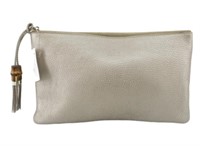 Gucci Taupe Leather Large Zip Pouch