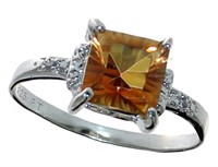 Elegant 2.05 ct Imperial Topaz & Diamond Ring
