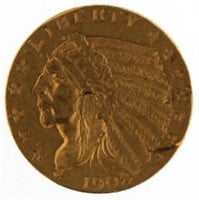 1908 Indian Head $2.50 Gold Quarter Eagle