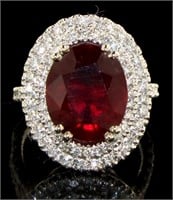 14kt Gold 9.20 ct Oval Ruby & Diamond Ring