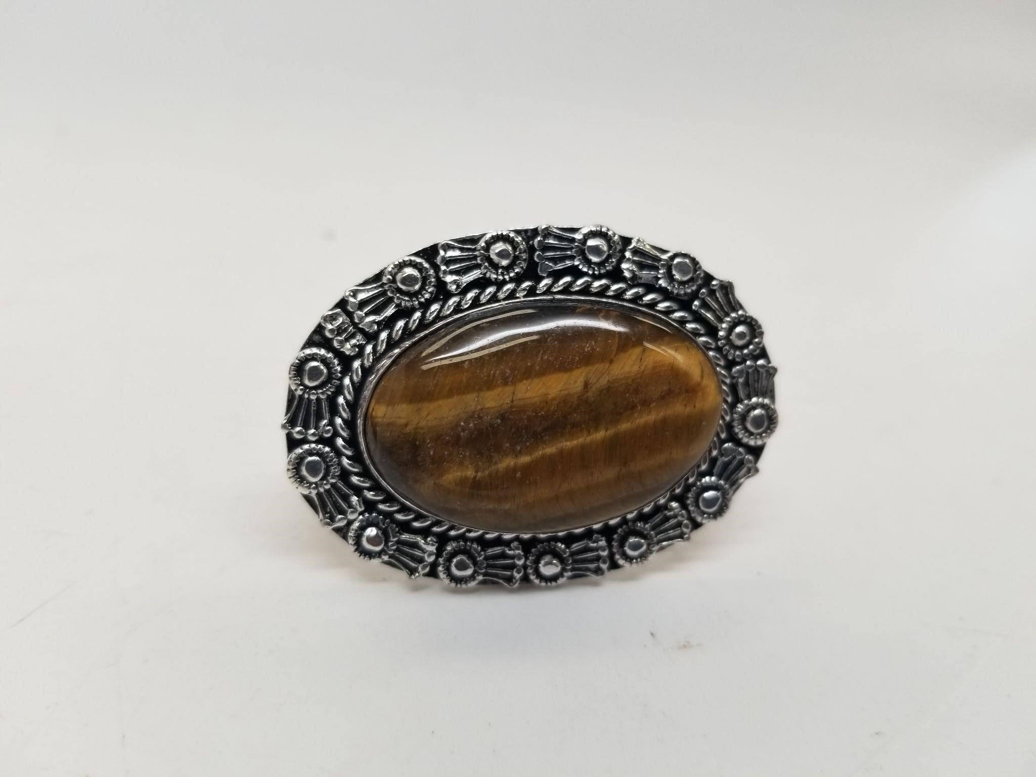 Tiger Eye Ring, German Silver