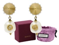 Gucci GG Pearl Dangle Earrings