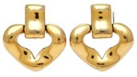 Givenchy Gold Tone Chunky Heart Clip-On Earrings