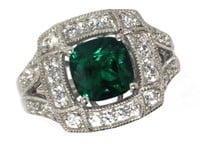 Elegant Emerald & White Sapphire Ring