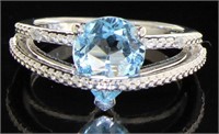 Pear Cut 2.25 ct Blue Topaz & Diamond Ring
