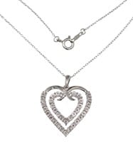 Brilliant Natural Diamond Double Heart Necklace
