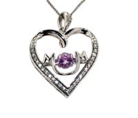 Pink & White Sapphire Dancing Heart Necklace
