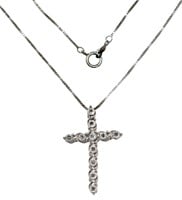 Brilliant Natural Diamond Cross 18" Necklace