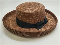 Women's Brown Brimmed Hat With Black Bow