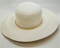 Women's White Sun Hat With Gold Band