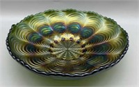 Peacock Tail Carnival Glass Bowl