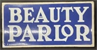 Porcelain Enamel Beauty Parlor Sign - Double Sided
