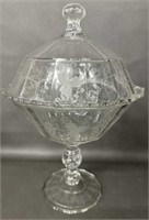 Antique EAPG Etched Lidded Compote
