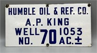 Porcelain Enamel Humble Oil & Ref. Co. Sign