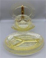 Florentine Yellow Depression Glass Serving Dishes