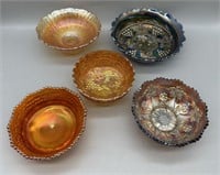 (5) Carnival Glass Bowls