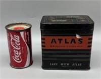 ATLAS Tin Metal Bank & Coca Cola Pencil Sharpner