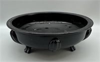 1930s L.E. Smith Black Glass 3 Footed Bowl