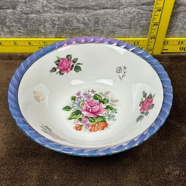 Purple Floral Lusterware Bowl/Dish