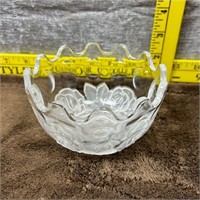 Mikasa Crystal bowl Thumbprint with Frosted Roses