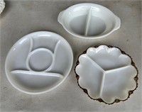 Lot of Milk Glass Divided Serving Trays