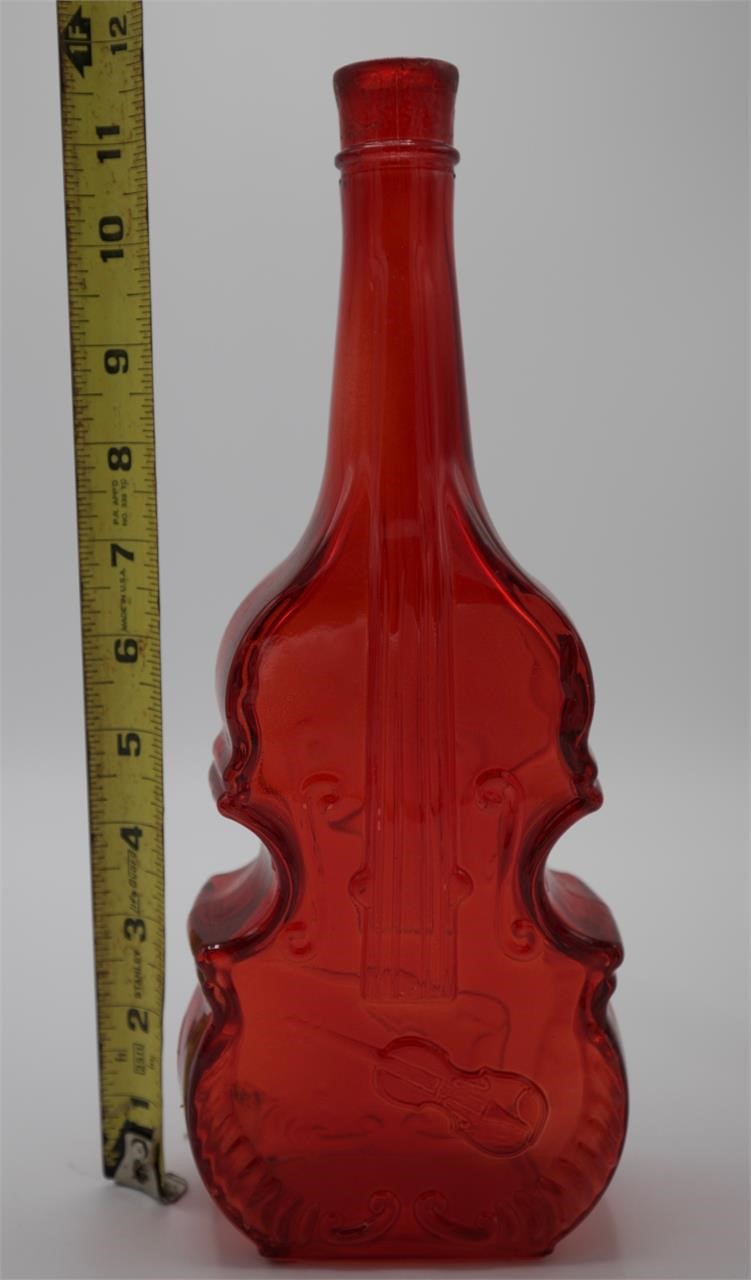 Red Glass Guitar-Shaped Decanter