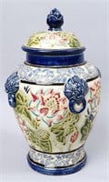 Antique Asian Ginger Jar with Lion Head Handles