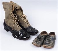 Pair of Antique Ladies & Childs Shoes