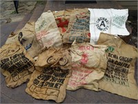 Large Lot of Burlap Coffee & Other Bags