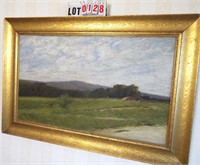 gold gilt framed oil on canvas landscape signed