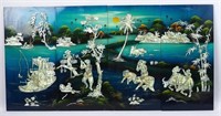 4-Mother of Pearl Inlaid Asian Picture Panels