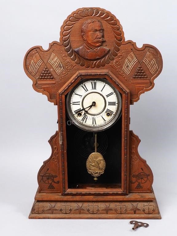 Antique Ingraham Admiral Dewey Mantle Clock