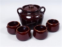 USA Pottery Bean Pot & 4 West Bend Bowls