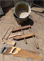 Vintage Buckets, Clamps, Saws & Other Tools